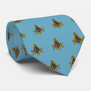 Cravate Maçonnerie Maçon Franc-Maçon Bleu Motif