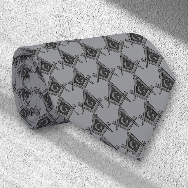 Cravate Maçonnerie Maçonnique Franc-Maçon Motif Gris (Créateur téléchargé)