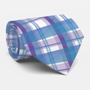 Cravate Madras Plaid Blue et Purple