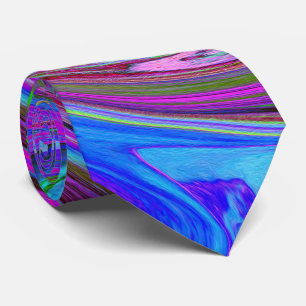 Cravate Magenta Swirl coloré Retro Design abstrait