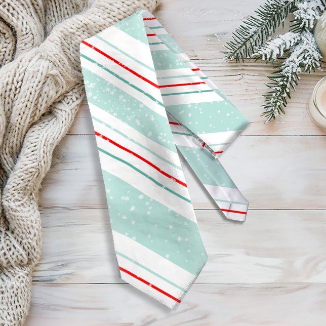 Cravate Magic et Wonder Christmas Stripes Menthe ID440 (Créateur téléchargé)