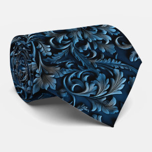 Cravate Magnifique cuir bleu faux tooled