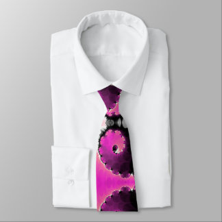 Cravate Magnifique motif d'art fractal en spirale rose fém
