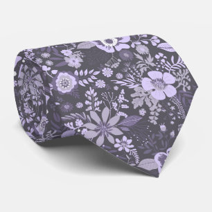 Cravate Magnifique motif floral pastel bleu de style rétro