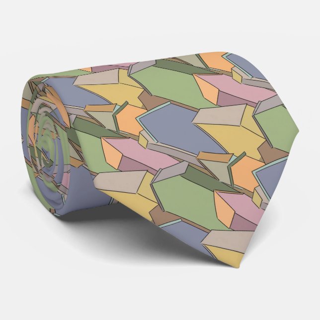 Cravate Maisons abstraites multicolores aquarelle Habitati (Roulé)