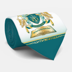 Cravate Make Your Own Emblem Tree Book Key Crown Gold Jade