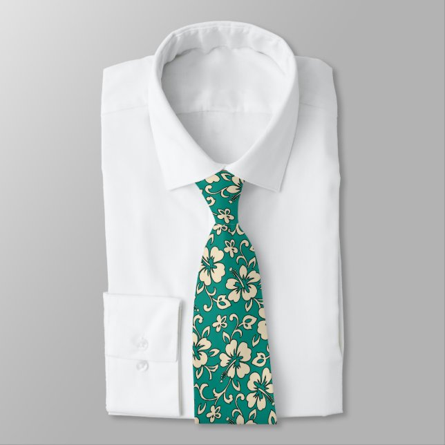 Cravate Malia Hibiscus Hawaii Pareau Imprimer (Attaché)