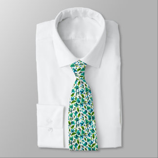 Cravate Mallorie bleu/vert Turquoise Aquarelle Florale