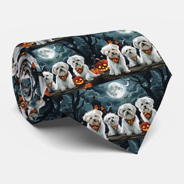 Cravate Maltese Halloween Épouvantable (Roulé)