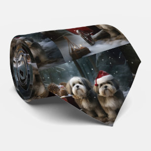 Cravate Malti au traîneau enneigé Décor de Noël