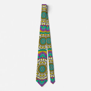 Cravate Mandala violet et vert