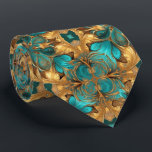 Cravate Mandelbrot Fractal bleu turquoise or<br><div class="desc">This design may be personalized in the area provided by changing the Phoand/or text. Or it can be customized by choosing the click to customize further option and delete or change the color of the background, add text, change the text color style, or delete the text for an image only...</div>