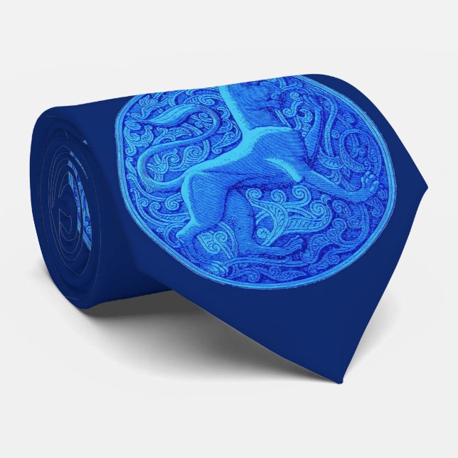 Cravate manticore en bleu (Roulé)