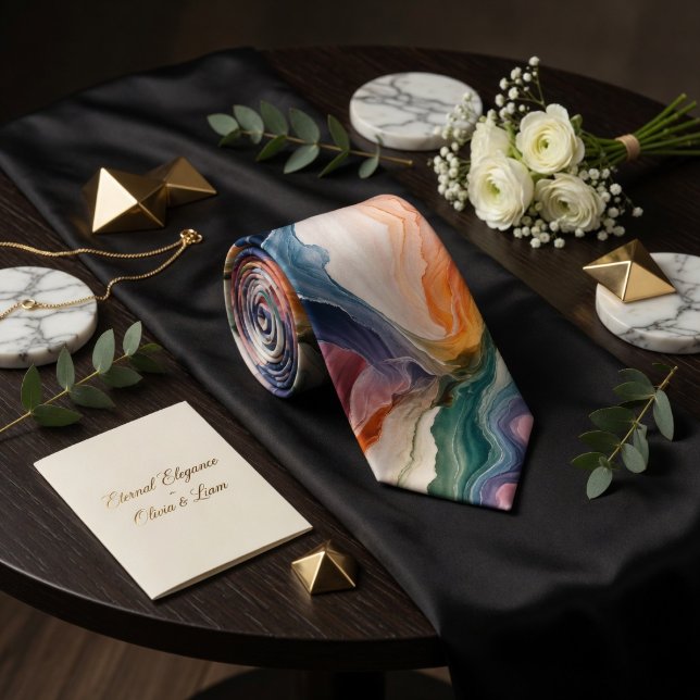 Cravate Marbre Agate Ton Terre Abstrait Éthéré Fluide (Créateur téléchargé)