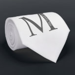 Cravate Marbre blanc Monogramme personnalisé et nom<br><div class="desc">Monogramme personnalisé et cadeau de nom caractéristiques monogramme personnalisé et nom dans le style de police serif classique. Parfait comme cadeaux de fête des pères pour papa, cadeaux pour les groomsmen et pour toute occasion spéciale.</div>