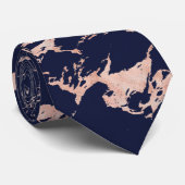 Cravate Marbre d'or Rose bleu Chic Navy (Roulé)