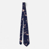 Cravate Marbre d'or Rose bleu Chic Navy (Dos)