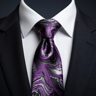 Cravate Marbre élégant tourbillonnant violet et noir