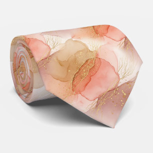Cravate Marbre Fluide Abstrait aux Teintes Chaudes Terreus