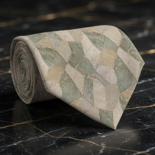 Cravate Marbre Géométrique Mosaïque de Sauge Rustique et C