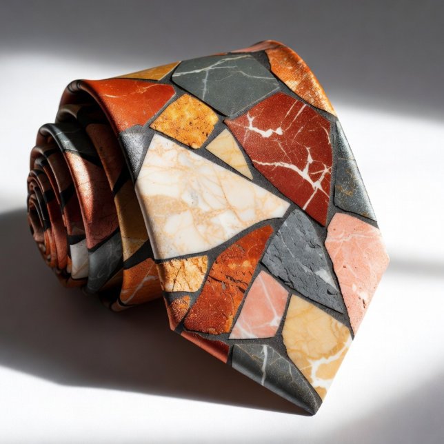Cravate Marbre Mosaïque de Charbon Moderne et Terre Cuite (Créateur téléchargé)