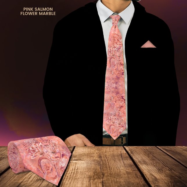 Cravate Marbre rose Saumon (Pink Salmon Pink Flower Marble Neck Tie)