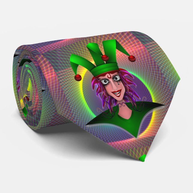 Cravate Mardi Gras Carnaval Purple Green Jester (Roulé)