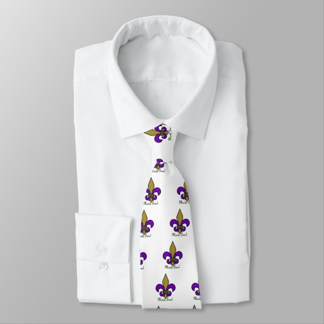 Cravate Mardi Gras Coloré Fleur De Lis (Attaché)