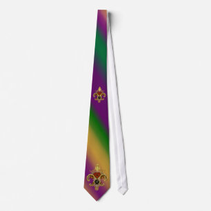 Cravate Mardi gras de Monogram Fleur de Liz de R-Lettre