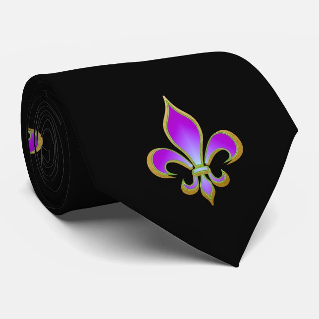 Cravate Mardi Gras Fleur De Lis (Roulé)