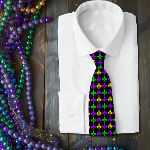 Cravate Mardi Gras Fleur de Lis Motif