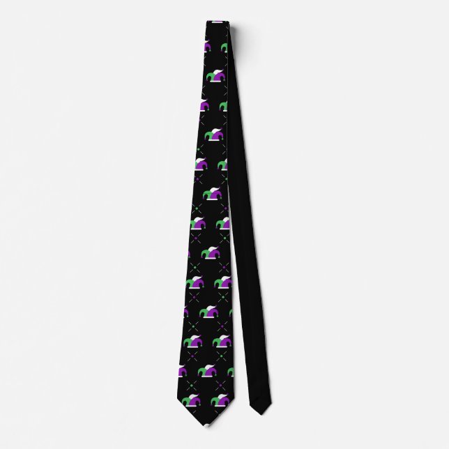 Cravate Mardi Gras Jester Motif Casquette Necktie (Devant)
