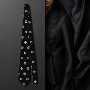 Cravate Marguerite en noir et blanc - motif Art déco