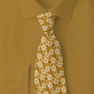 Cravate Marguerites Caramel