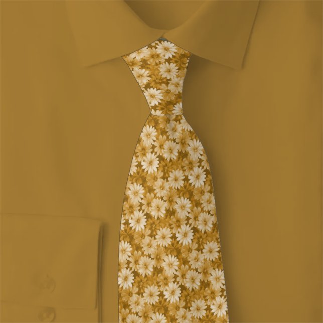 Cravate Marguerites Caramel (Créateur téléchargé)
