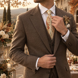 Cravate Mariage à la Terracotta Pampas Eucalyptus