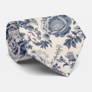 Cravate Mariage à motif de toile florale bleue