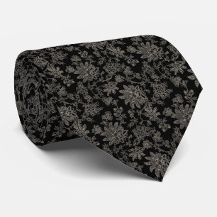 Cravate Mariage à motif floral en dentelle Midnight Bloom