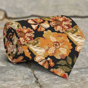 Cravate Mariage Abstrait Floral Automnal Chaud Vintage