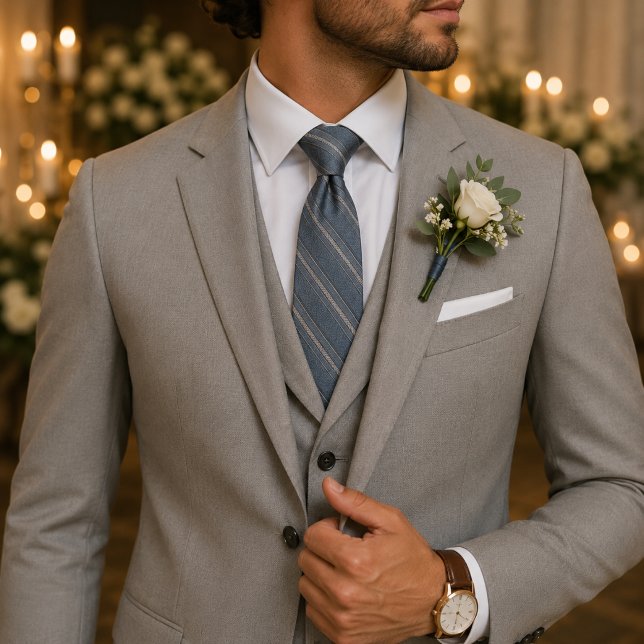 Cravate Mariage & Affaires Bleu Poussiéreux Classique Text (Créateur téléchargé)
