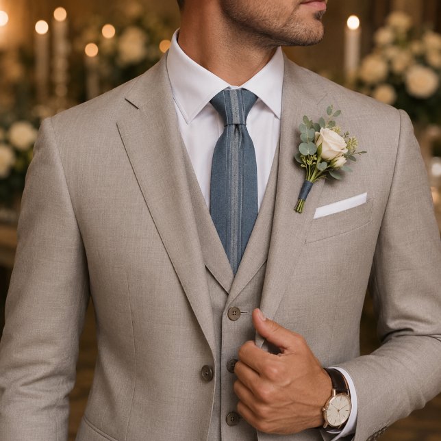 Cravate Mariage & Affaires Bleu Poussiéreux Classique Text (Créateur téléchargé)