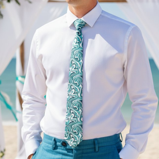 Cravate Mariage au marbre sarcelle  (Créateur téléchargé)