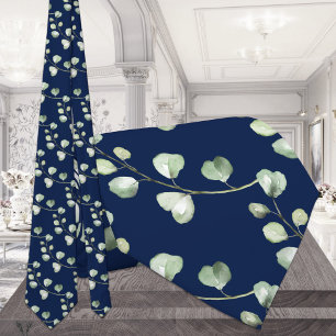 Cravate Mariage bleu de la marine Eucalyptus