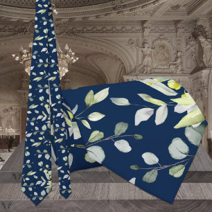 Cravate Mariage Bleu Nuit Vert Sauge Eucalyptus