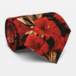 Cravate Mariage Bohème Anniversaire Motif Amaryllis