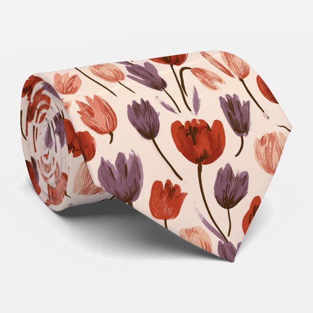 Cravate Mariage Bohème Fleur de Tulipe  (Roulé)