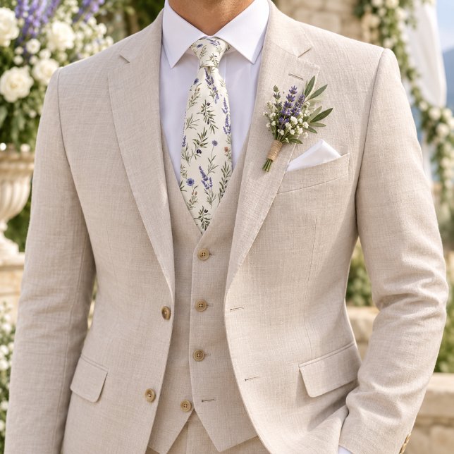 Cravate Mariage Botanique Lavande de Provence (Créateur téléchargé)