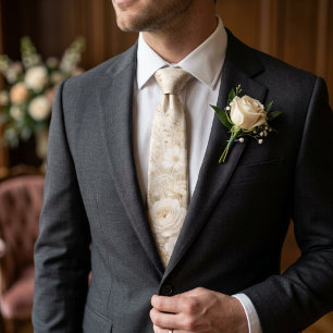 Cravate Mariage Botanique Or Champagne pour les Garçons d'