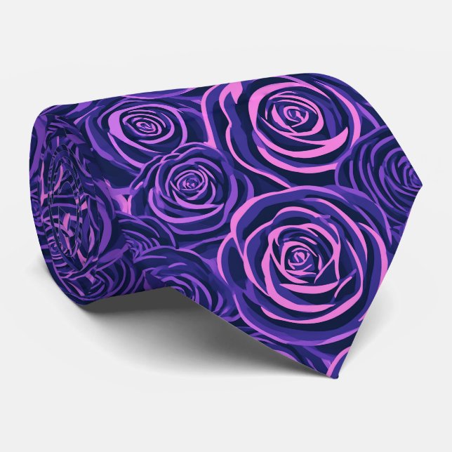 Cravate Mariage Budget Marié Impression Rose  (Roulé)