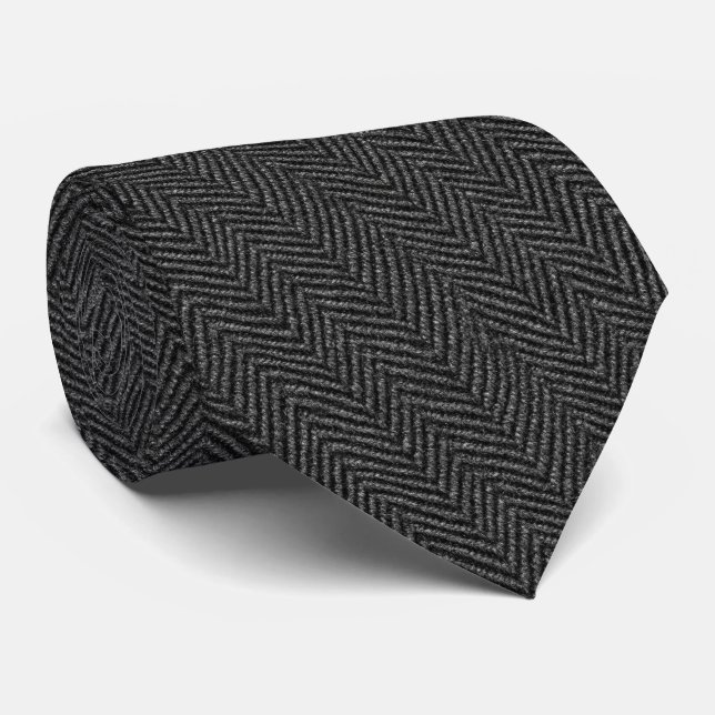 Cravate Mariage Charcoal Herringbone Groomsmen (Roulé)